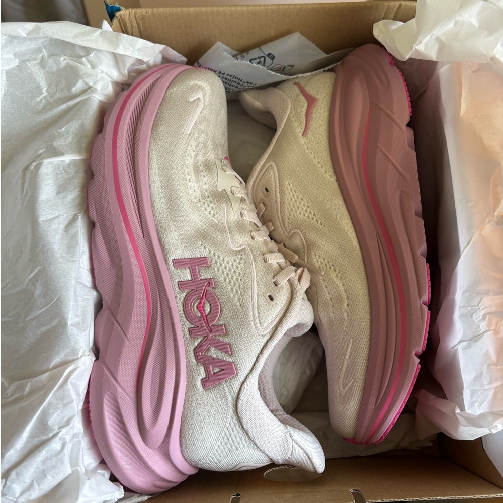 Hoka Women's Pink and Cream Athletic Shoes